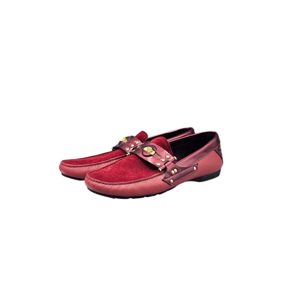 Versace Mens Size 40/ 7 US EUC Medusa Medallion Burgundy Suede & Leather Loafers - Picture 3 of 8